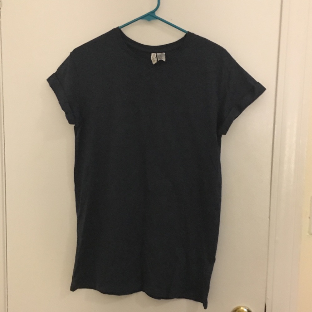 Blue t-shirt dress with rolled sleeves